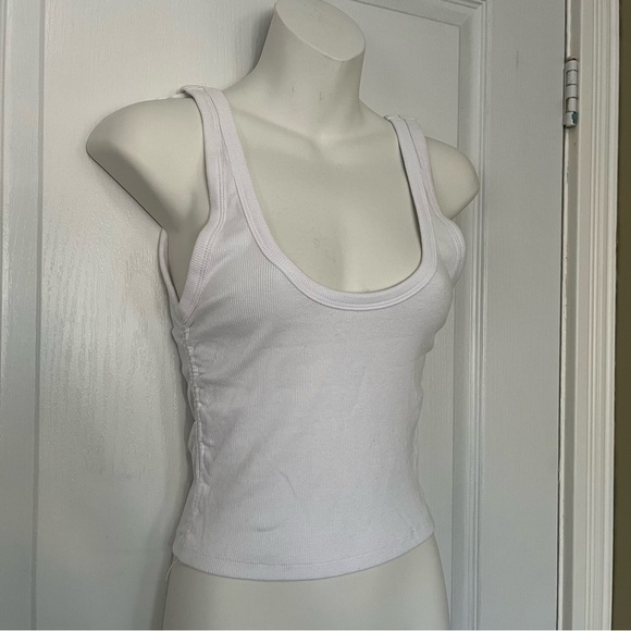 Zara Ribbed Cropped Top White Medium Women - Picture 4 of 9